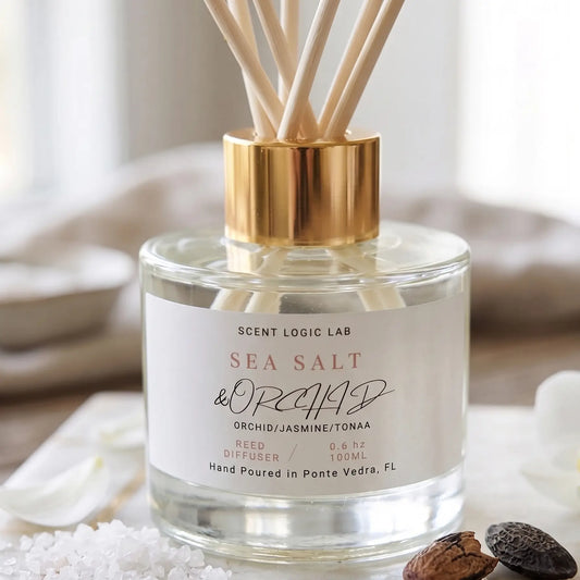 Sea Salt Orchid Reed Diffuser – 100ml & 200ml | Hand-Poured Home Fragrance for Home or Office - handmade home fragrance gift