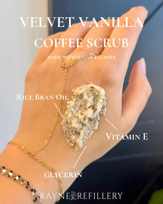 Velvet Vanilla Coffee Scrub - Whipped Exfoliating Body Scrub with Coffee - handmade home fragrance gift