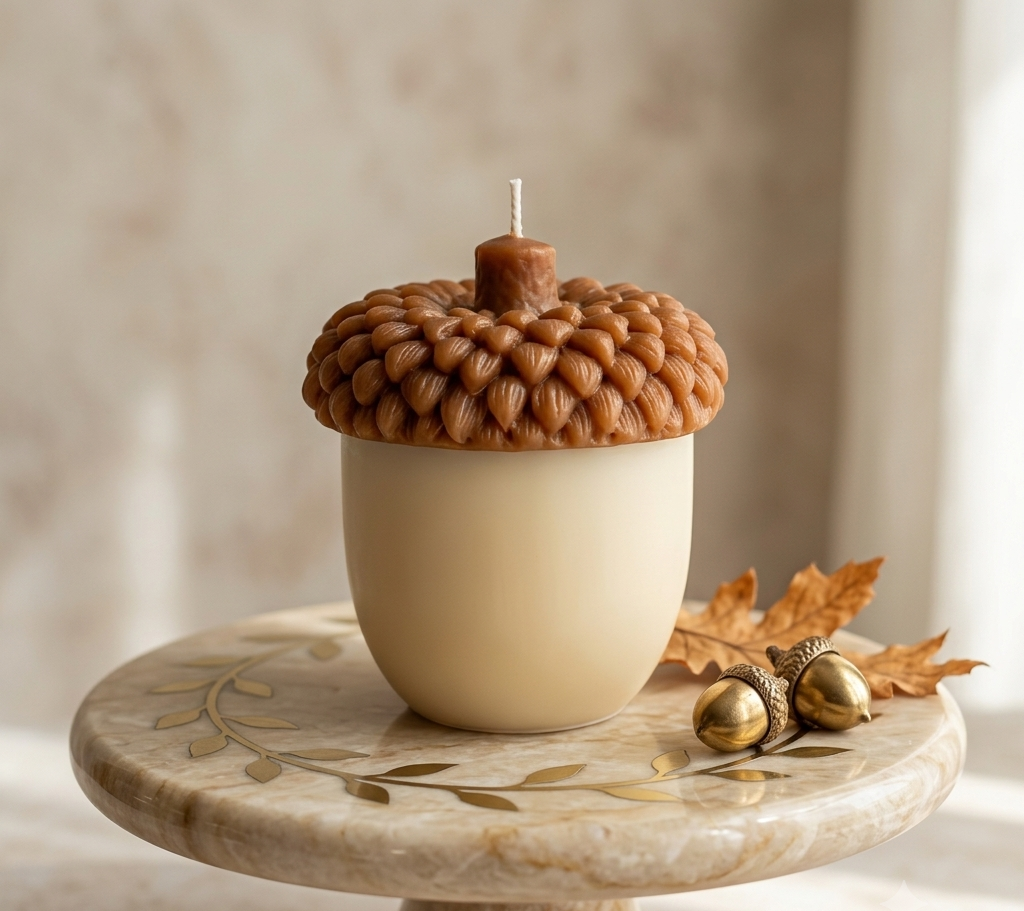 Handmade Acorn Candle – Rustic Fall Decor - handmade home fragrance gift