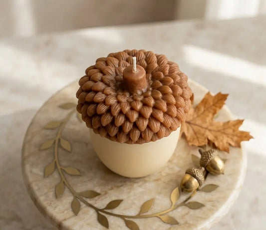 Handmade Acorn Candle – Rustic Fall Decor