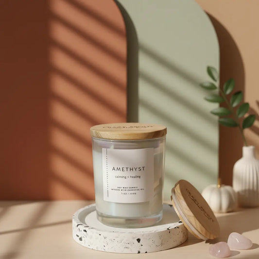 Energy Crystal Candle — Natural Soy Wax Crystal Candle for Aromatherapy & Healing - handmade home fragrance gift