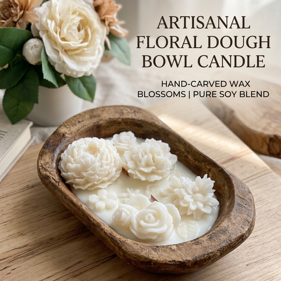 Botanical Garden Dough Bowl Candle - handmade home fragrance gift