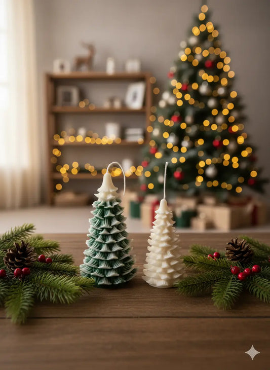 Handmade Christmas Tree Candles - handmade home fragrance gift