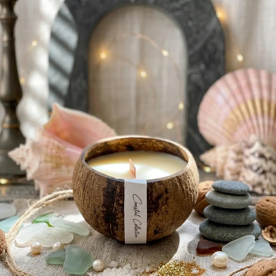 Vela de cáscara de coco | Decoración para el hogar sostenible