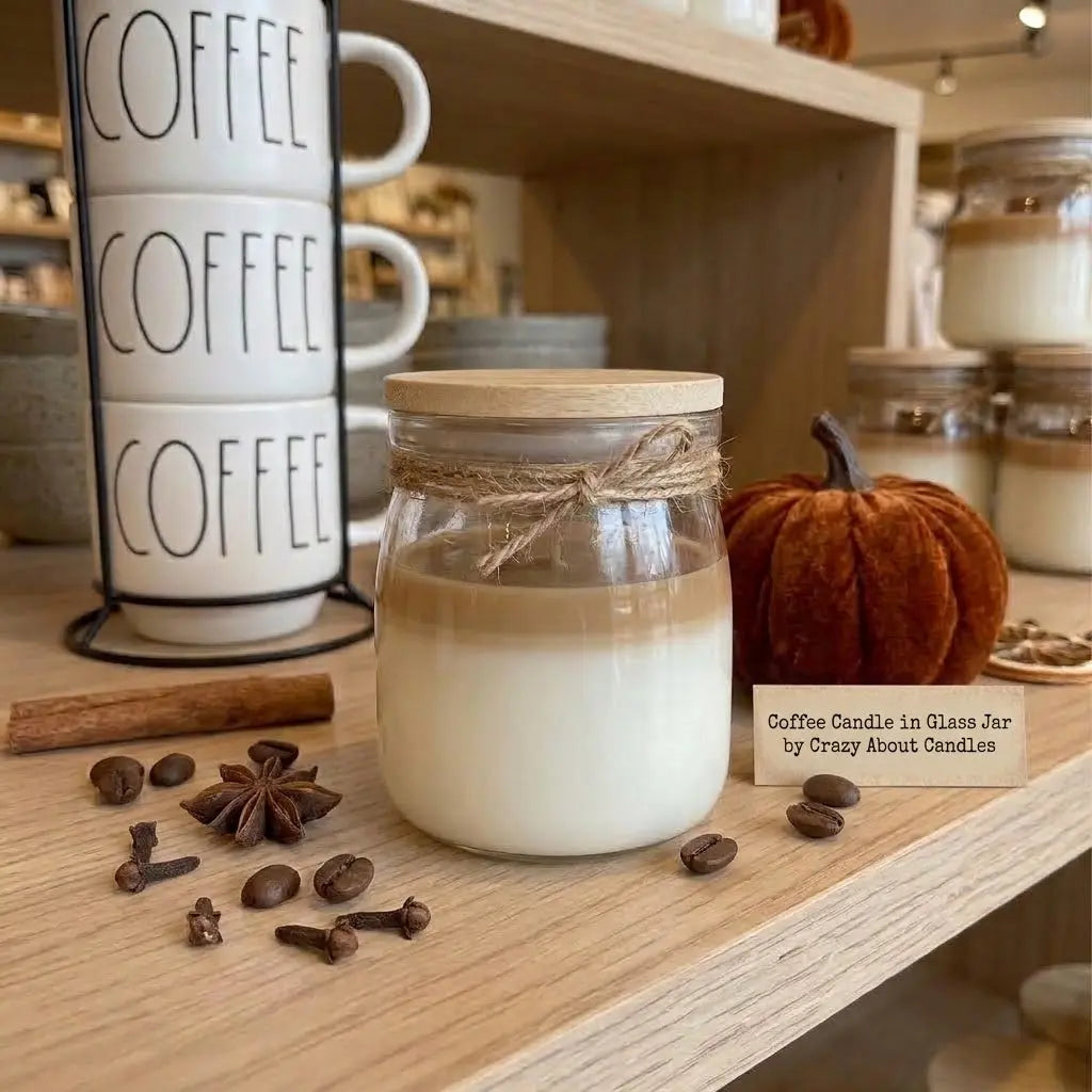Coffee Candle in Glass Jar - handmade home fragrance gift