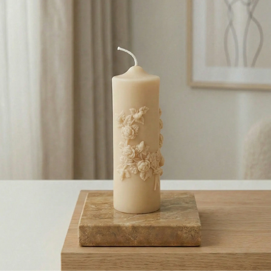 Floral Pillar Scented Candle | Handmade Home Decor - handmade home fragrance gift