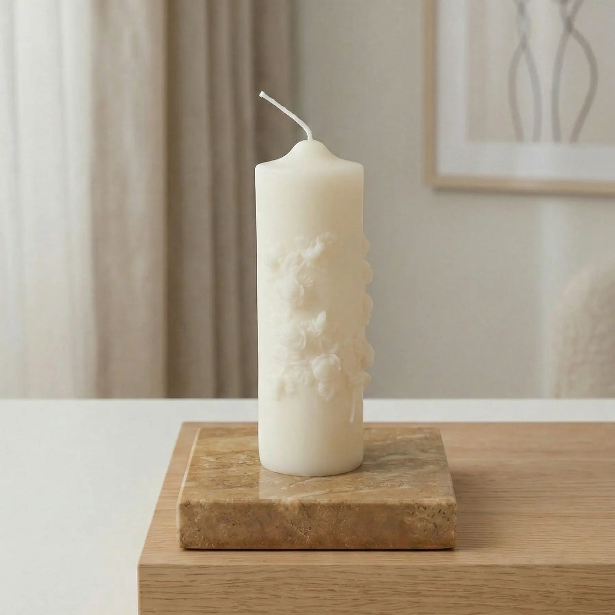 Floral Pillar Scented Candle | Handmade Home Decor - handmade home fragrance gift