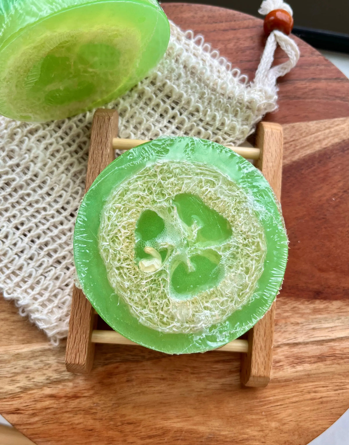 Loofah Soap Bar – Cucumber & Green Tea | Exfoliating Vegan Soap - handmade home fragrance gift