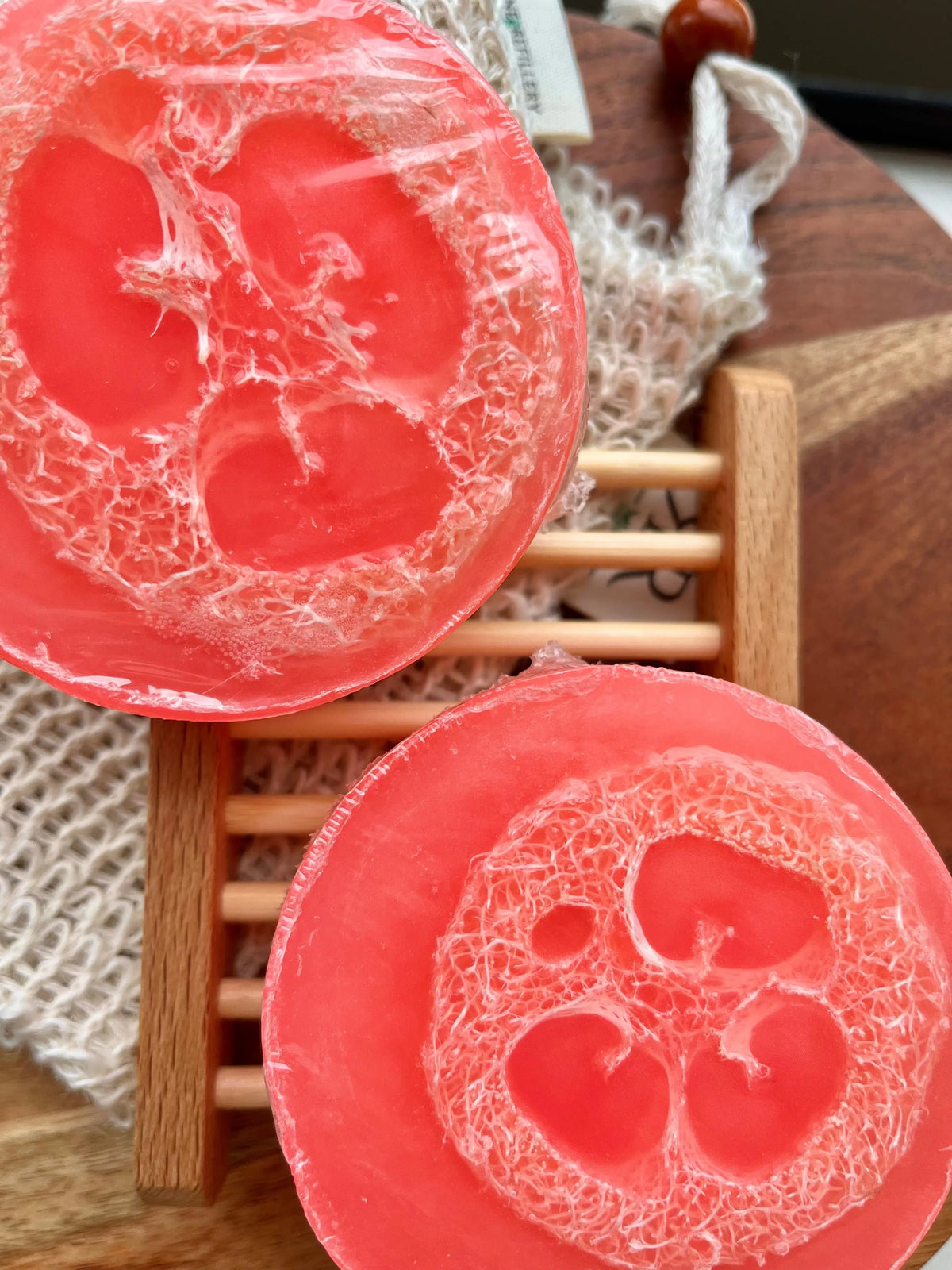 Loofah Soap Bar – Peach & Vanilla | Natural Exfoliating Soap - handmade home fragrance gift