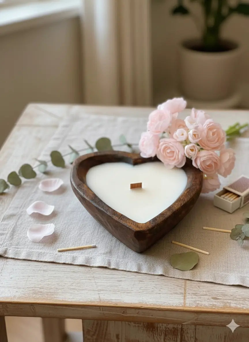 Endless Love Wooden Candle for Romantic Ambiance - handmade home fragrance gift
