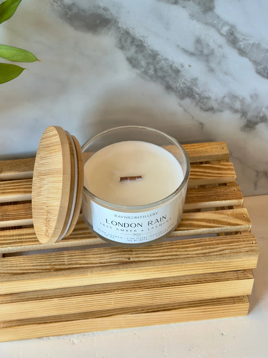 London Rain – Rain Inspired Candle Natural Clean Burning Coconut Soy Candle - handmade home fragrance gift