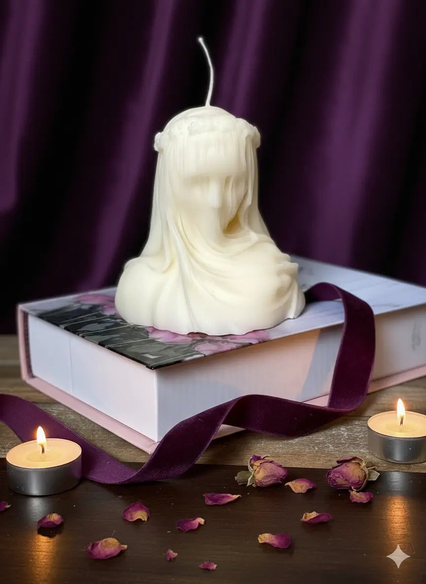 Large Veiled Lady Sculpture Candle - handmade home fragrance gift
