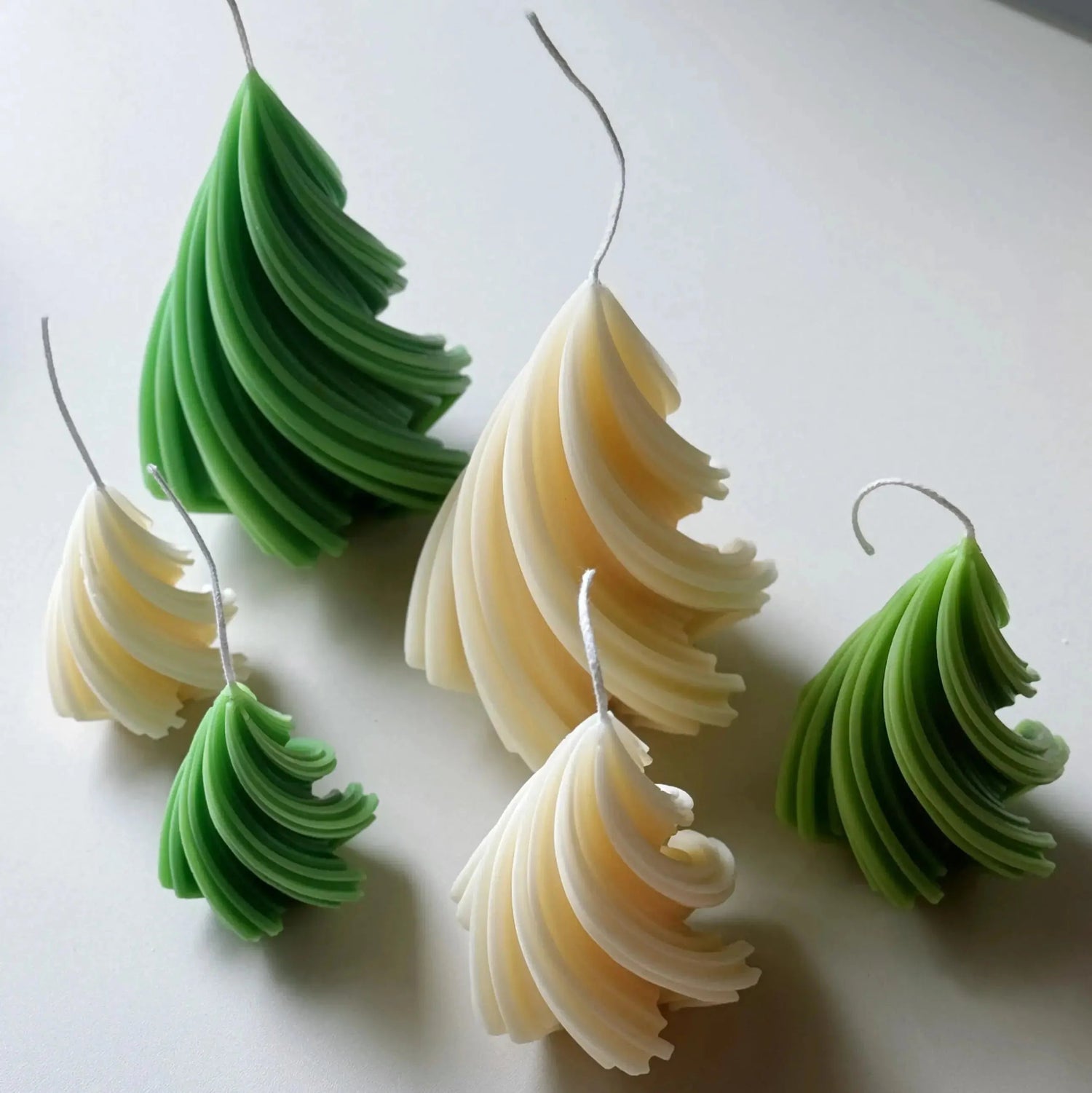 Swirling Christmas Tree Candles | Sculptural Holiday Décor - handmade home fragrance gift