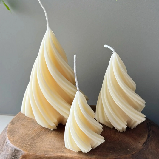 Swirling Christmas Tree Candles | Sculptural Holiday Décor - handmade home fragrance gift