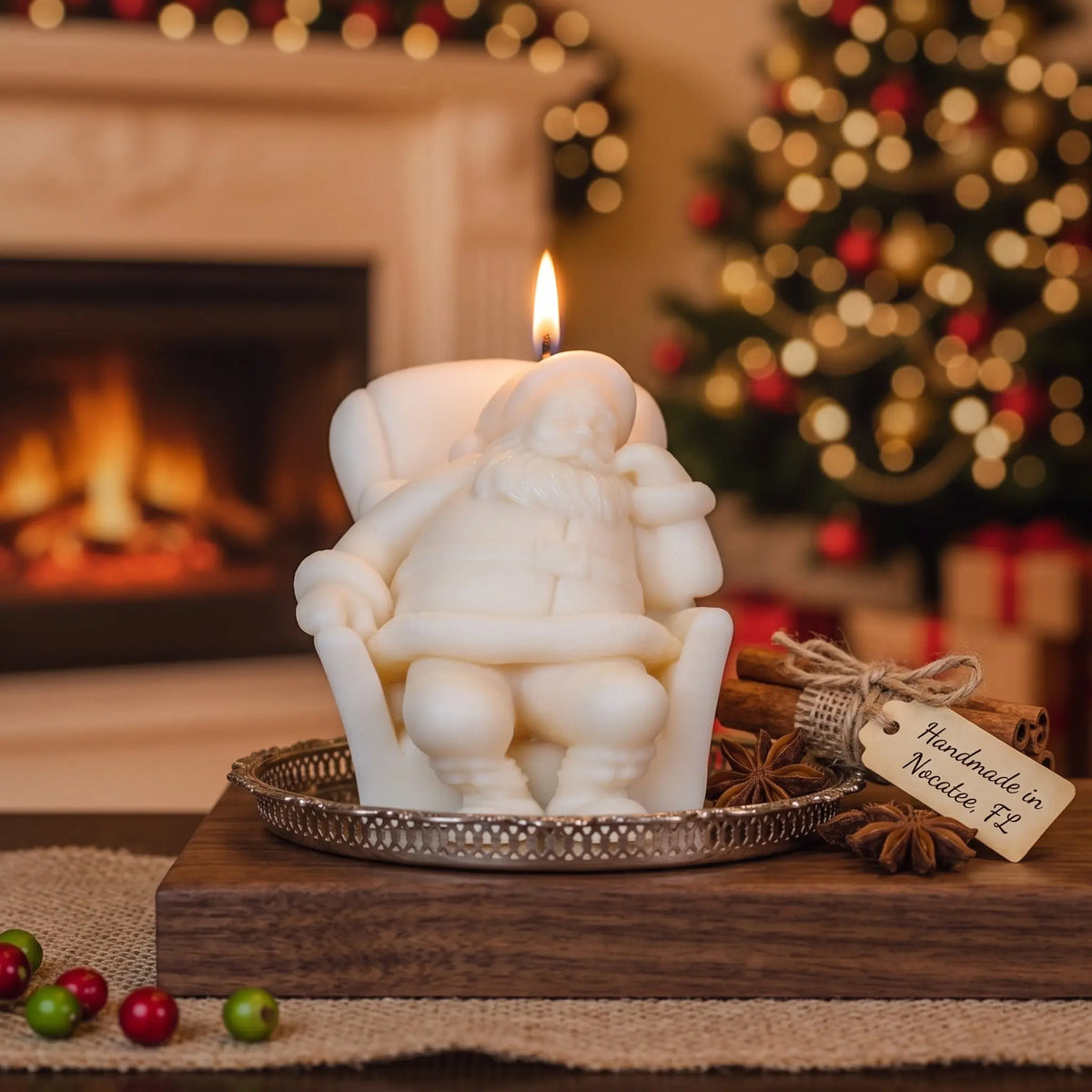 Napping Santa Candle | Sculptural Holiday Soy Wax - handmade home fragrance gift