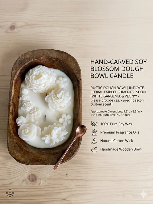 Botanical Garden Dough Bowl Candle - handmade home fragrance gift