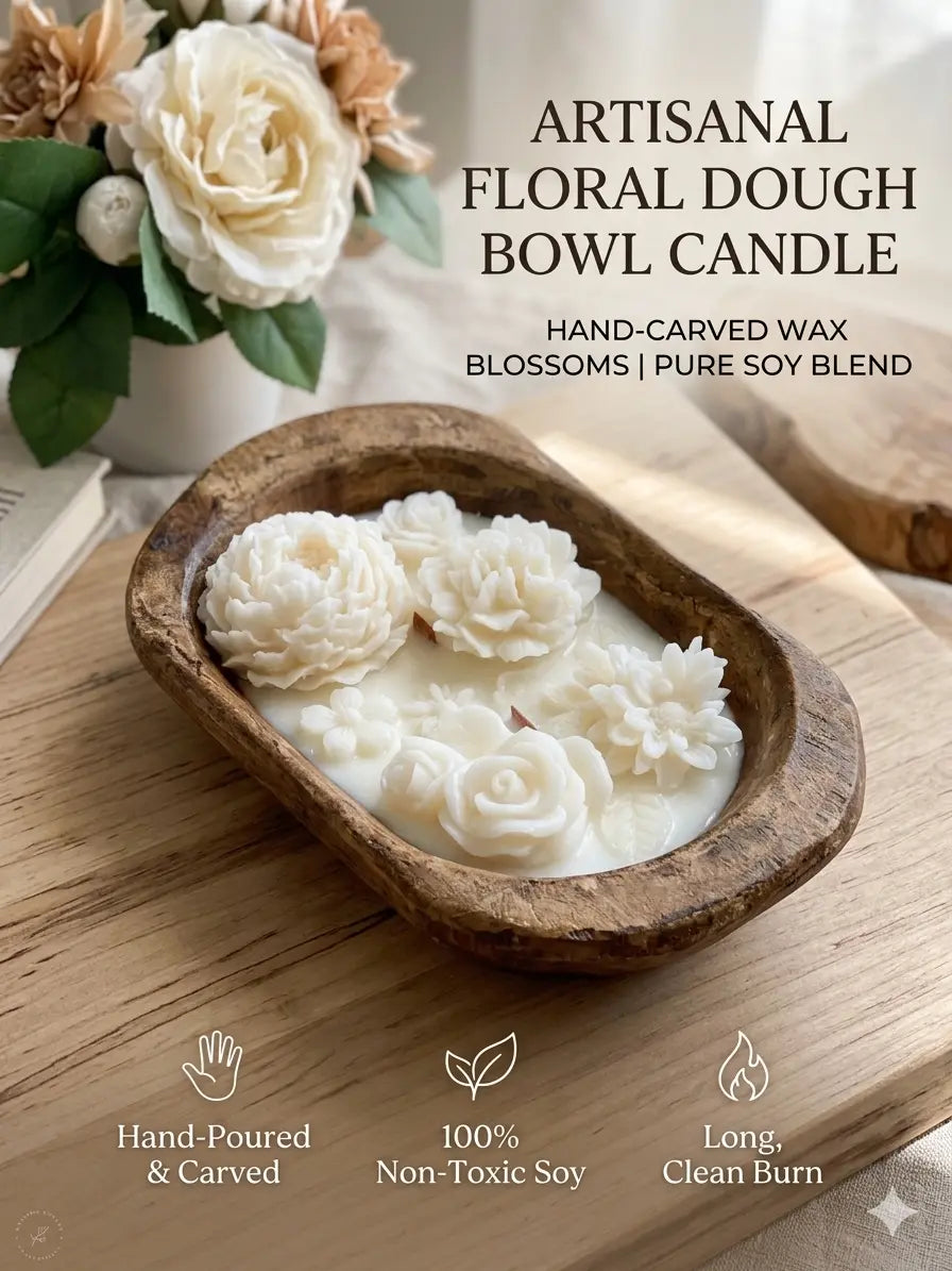 Botanical Garden Dough Bowl Candle - handmade home fragrance gift