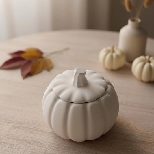 Jesmonite Pumpkin Candle | Sculptural Fall Décor - handmade home fragrance gift