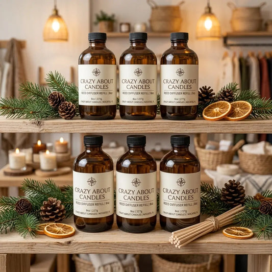 Holiday Scented Oil Diffuser Reed Diffuser Refill – 8oz | Essential Oil Infused - handmade home fragrance gift