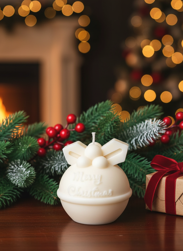 Round Bell Christmas Candle - Festive Holiday Decor for Your Home