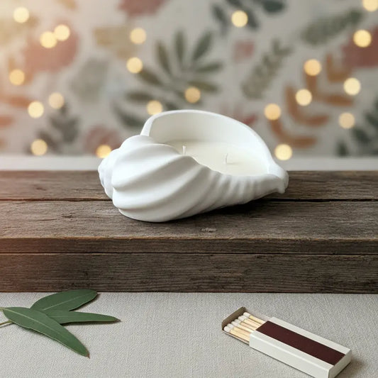 Decorative Shell Candle | Jesmonite Seashell Luxury Coastal Home Accent - handmade home fragrance gift