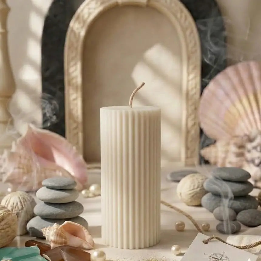 Ribbed Short Candle | Effortless Home Decor - handmade home fragrance gift