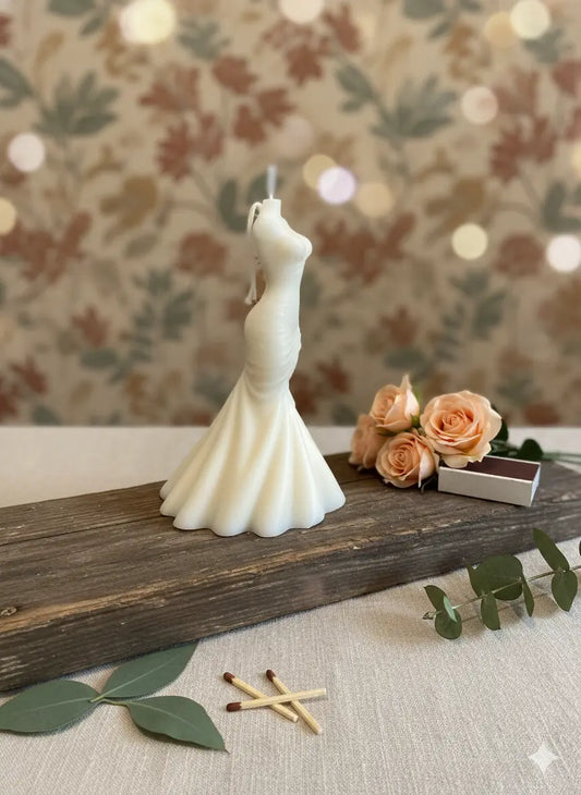 Wedding Dress Candle | Hand-Poured Soy Wax Bridal Sculpture - Kind Gifts Co.