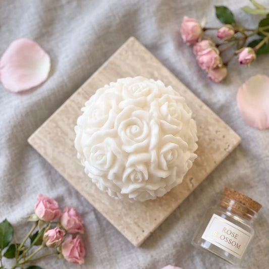 Rose Blossom Sculpture Soy Candle - handmade home fragrance gift