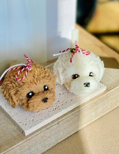 Cute Puppy Head Soy Wax Candle - handmade home fragrance gift