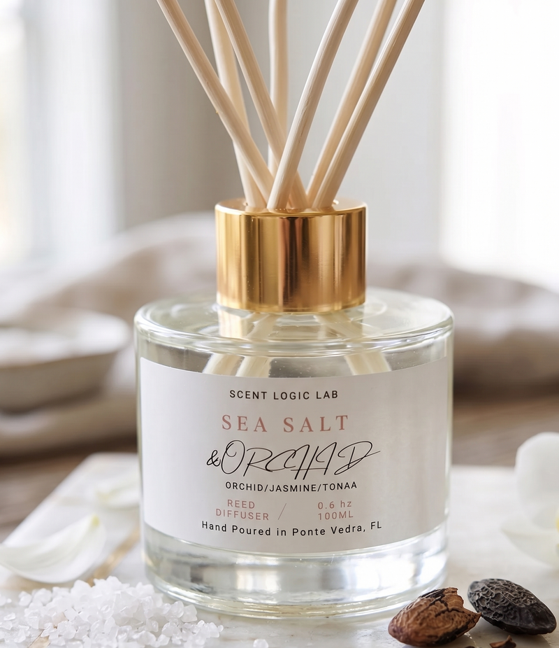 Sea Salt and Orchid Reed Diffuser – 100ml & 200ml | Hand-Poured Aroma for Home or Office - handmade home fragrance gift