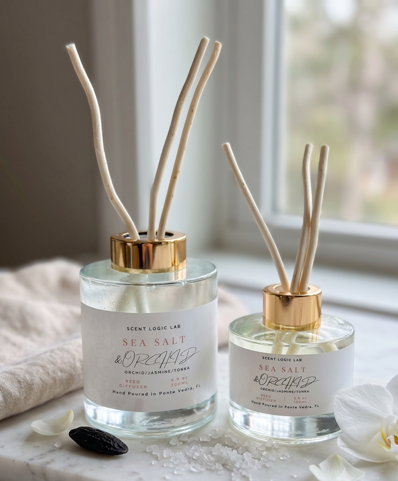 Sea Salt and Orchid Reed Diffuser – 100ml & 200ml | Hand-Poured Aroma for Home or Office - handmade home fragrance gift
