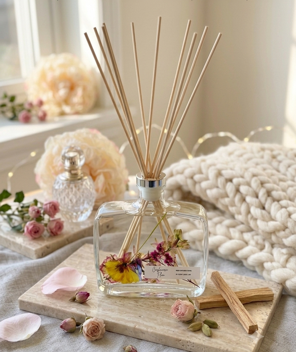 Handmade Botanical Reed Diffuser 12 OZ - Premium Aromatherapy Decor - handmade home fragrance gift