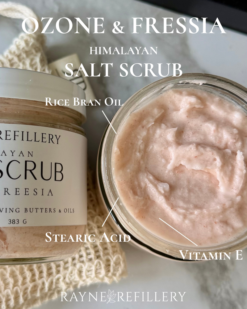 Pink Himalayan Salt Scrub - Whipped Exfoliating Body Scrub Ozone & Freesia