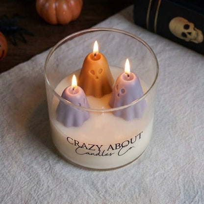 Ghost Trio Pastel Halloween Candle | Triple-Wick - handmade home fragrance gift