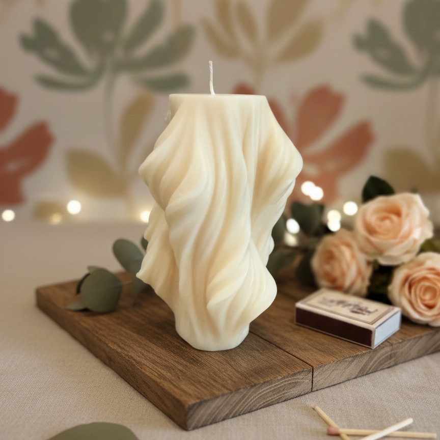 Modern Art Candle | Contemporary Twist Candle Home Accent - handmade home fragrance gift