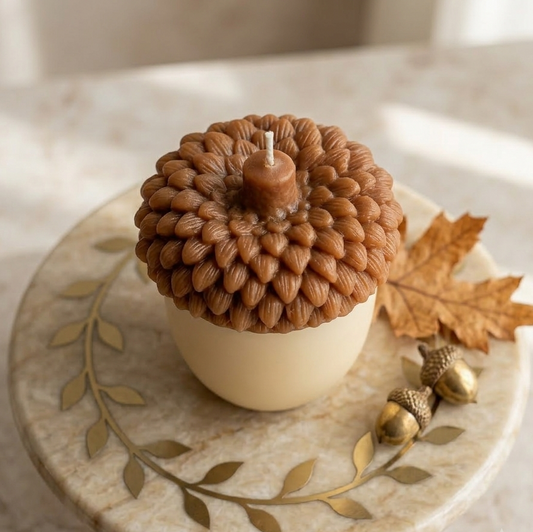 Handmade Acorn Candle – Rustic Fall Decor - handmade home fragrance gift