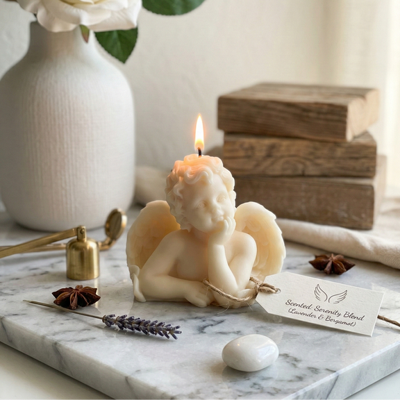 Wax Angel Candle | Handcrafted Soy Wax Decor - handmade home fragrance gift