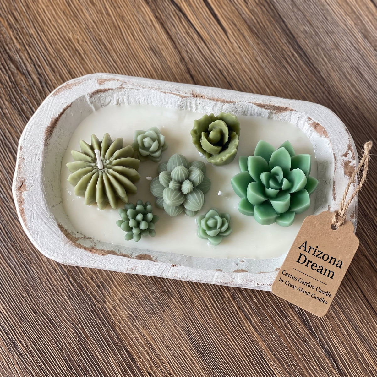 Arizona Dream Cactus Wooden Bowl Candle - handmade home fragrance gift