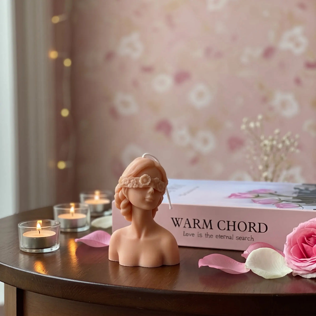 Blindfolded Flower Girl Candle - handmade home fragrance gift