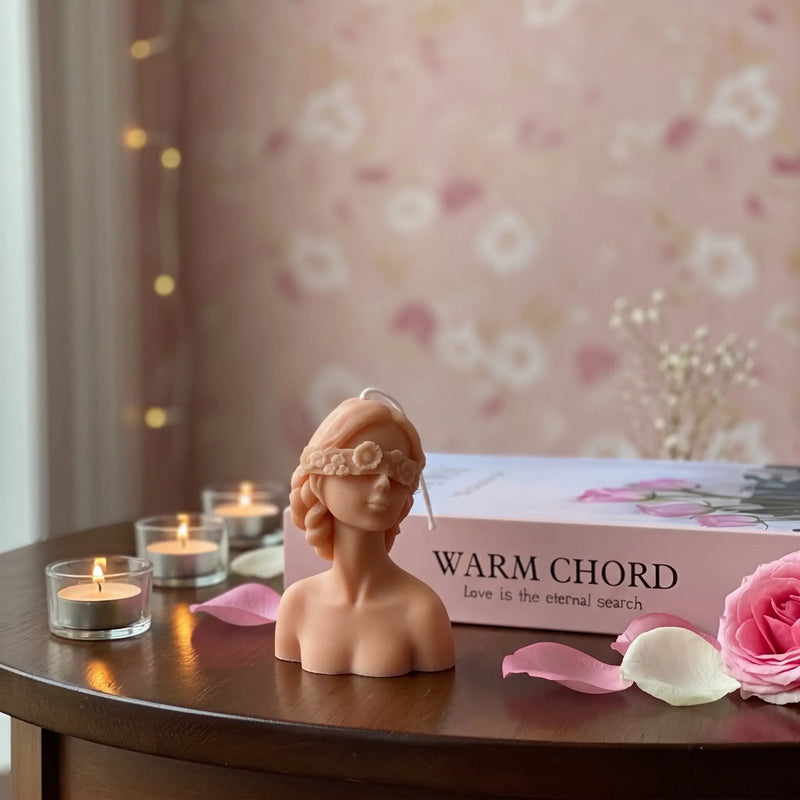 Blindfolded Flower Girl Candle - handmade home fragrance gift