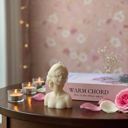 Blindfolded Flower Girl Candle - handmade home fragrance gift