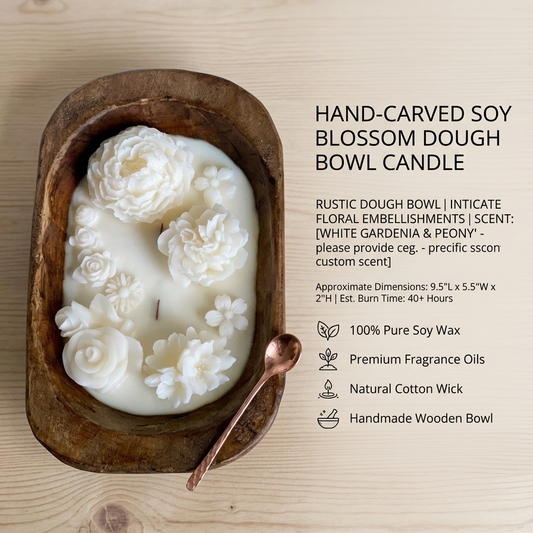 Botanical Garden Dough Bowl Candle - handmade home fragrance gift