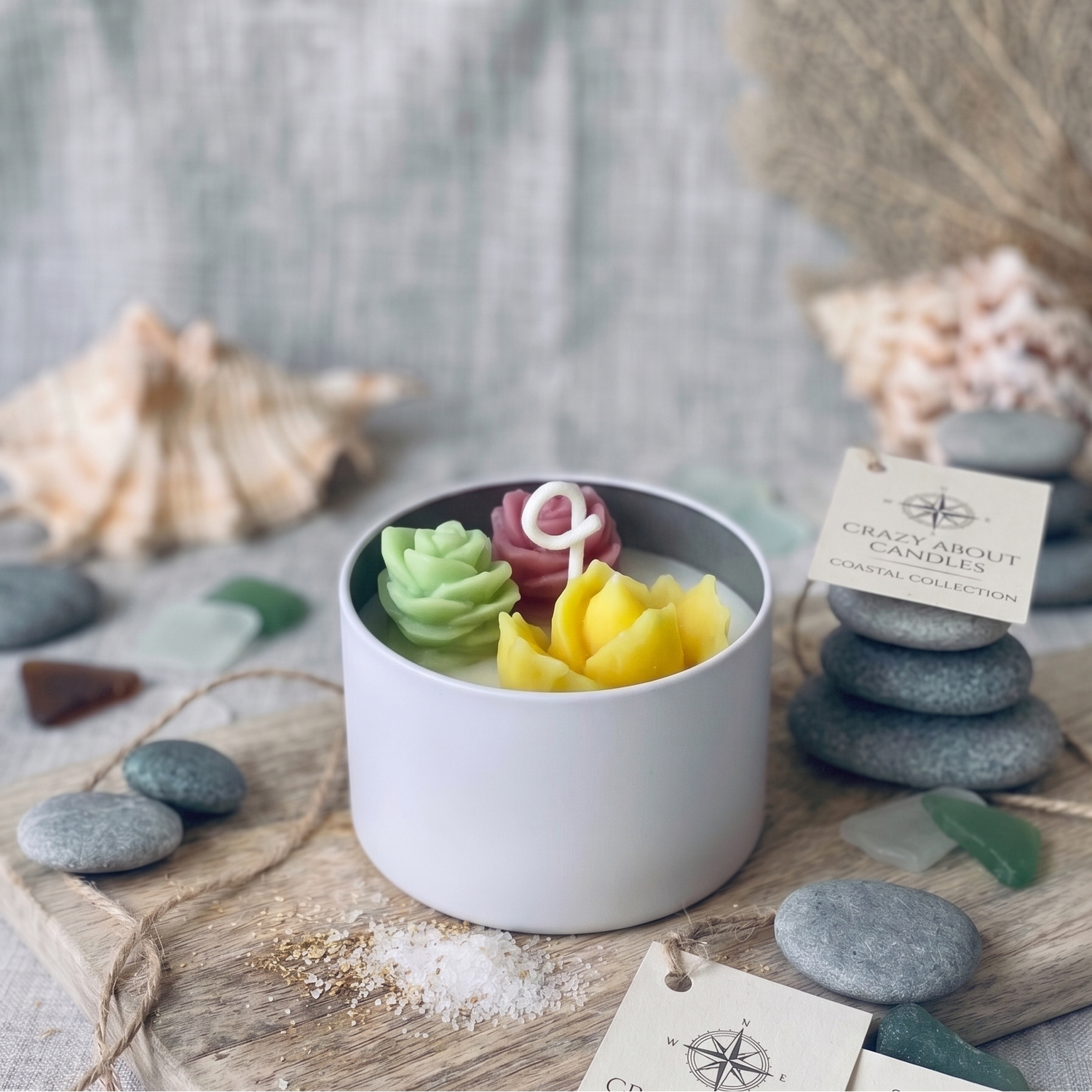 Cactus Jar Candle — Tricolor Rosette Garden | Soy Wax, Handmade in USA - handmade home fragrance gift