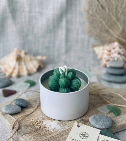 Cactus Jar Candle — Emerald Leaf Succulent | Soy Wax, Handmade in USA