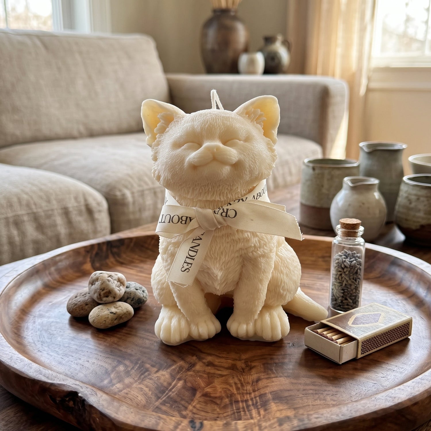 Large Cat Sculpture Candle | Gallery-Quality Soy Wax - handmade home fragrance gift