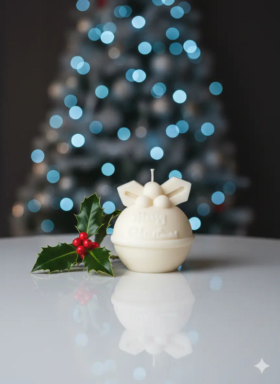 Round Bell Christmas Candle - Festive Holiday Decor for Your Home - handmade home fragrance gift