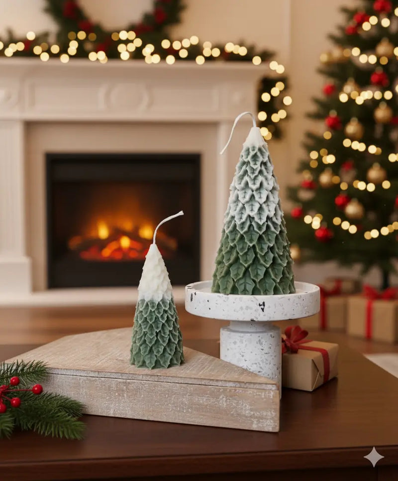 Christmas Pine Tree Candles | Festive Holiday Decor - handmade home fragrance gift