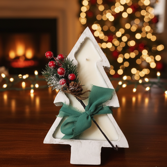 Christmas Tree Candle | Wood Bowl - handmade home fragrance gift