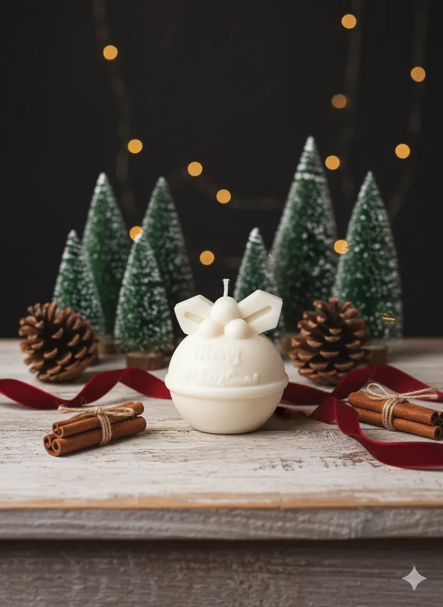 Round Bell Christmas Candle - Festive Holiday Decor for Your Home - handmade home fragrance gift