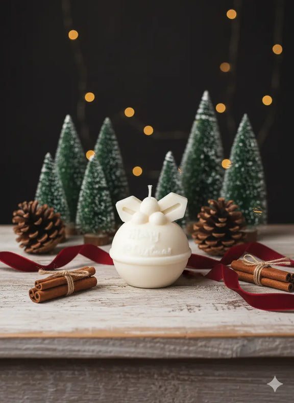 Round Bell Christmas Candle - Festive Holiday Decor for Your Home - handmade home fragrance gift